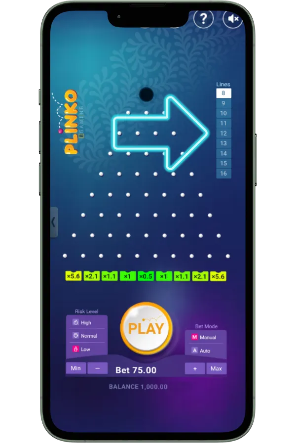 Ställ in antal rader för Plinko