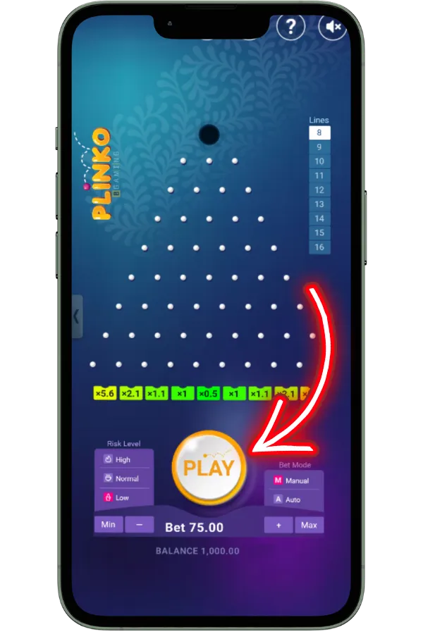 Starta rundan i Plinko